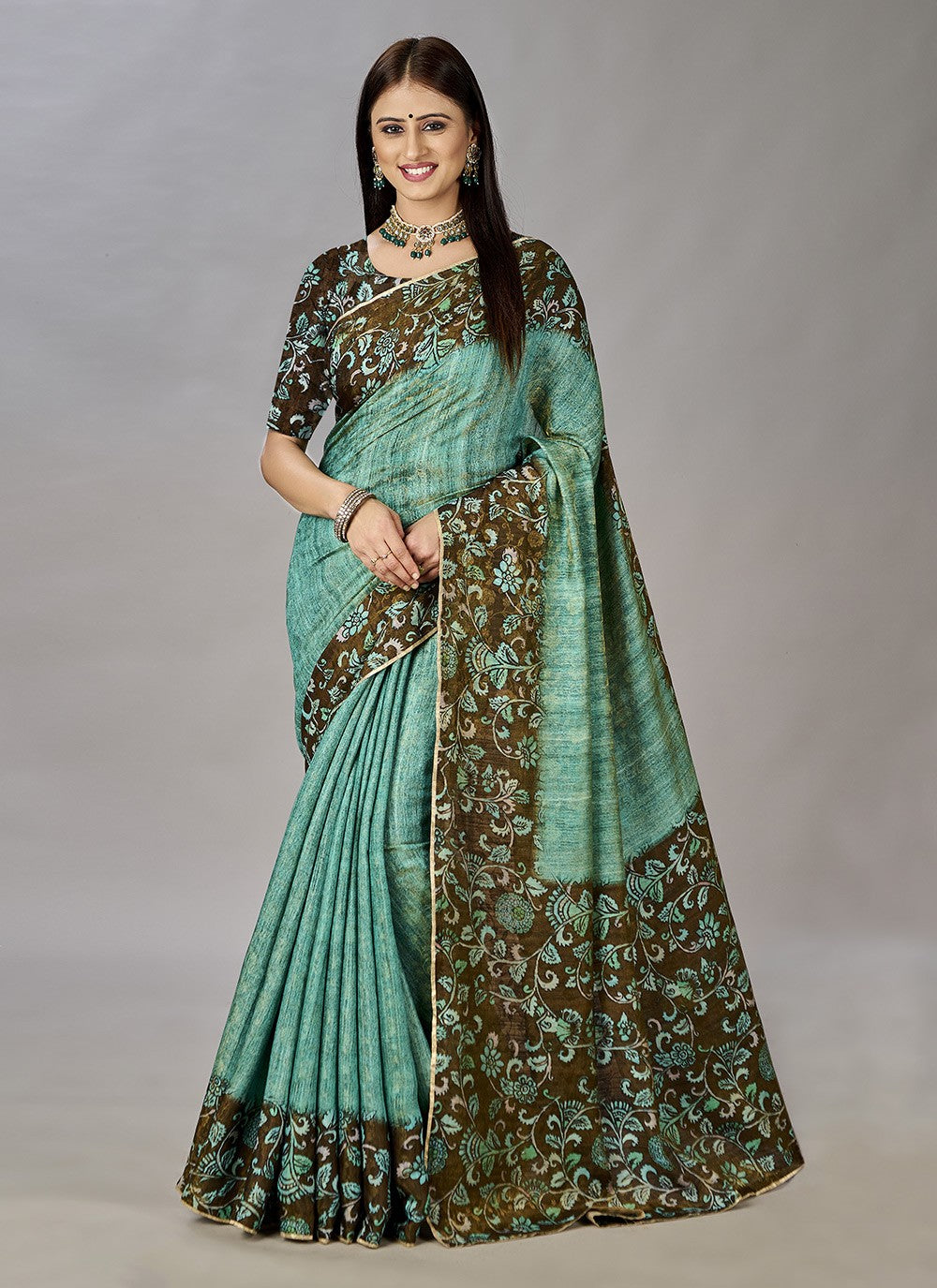 Classic Digital Print Jacquard Silk Saree - S3384