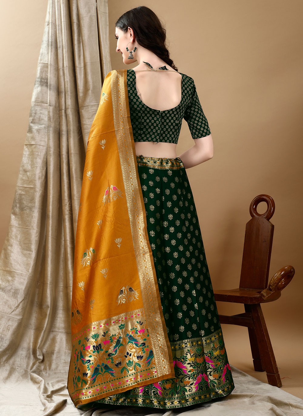 Jacquard Work Jacquard Silk A - Line Lehenga - L2157