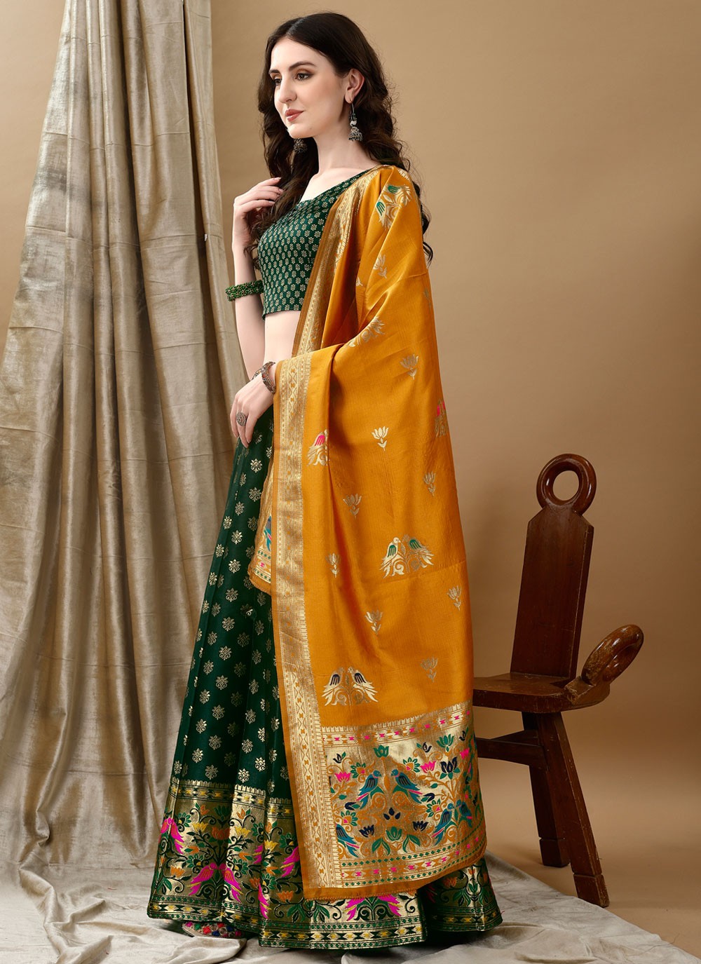 Jacquard Work Jacquard Silk A - Line Lehenga - L2157
