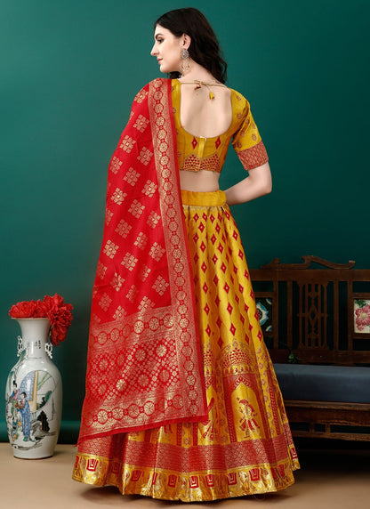 Jacquard Work Jacquard Silk A - Line Lehenga - L2157