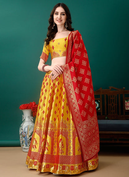 Jacquard Work Jacquard Silk A - Line Lehenga - L2157