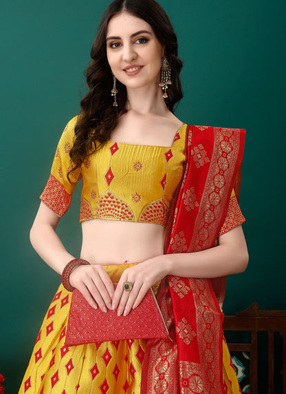 Jacquard Work Jacquard Silk A - Line Lehenga - L2157