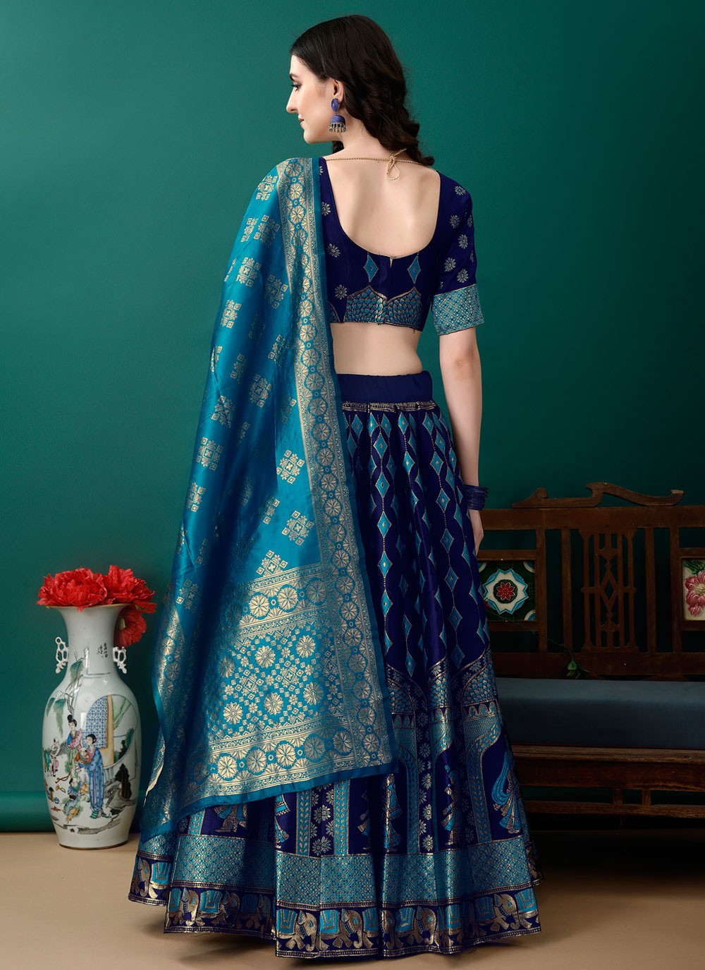 Jacquard Work Jacquard Silk A - Line Lehenga - L2157