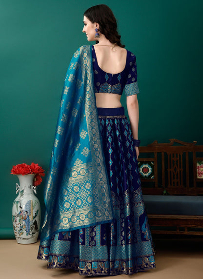Jacquard Work Jacquard Silk A - Line Lehenga - L2157