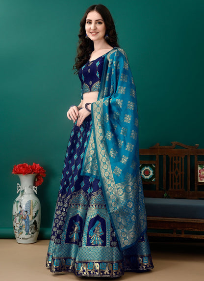 Jacquard Work Jacquard Silk A - Line Lehenga - L2157