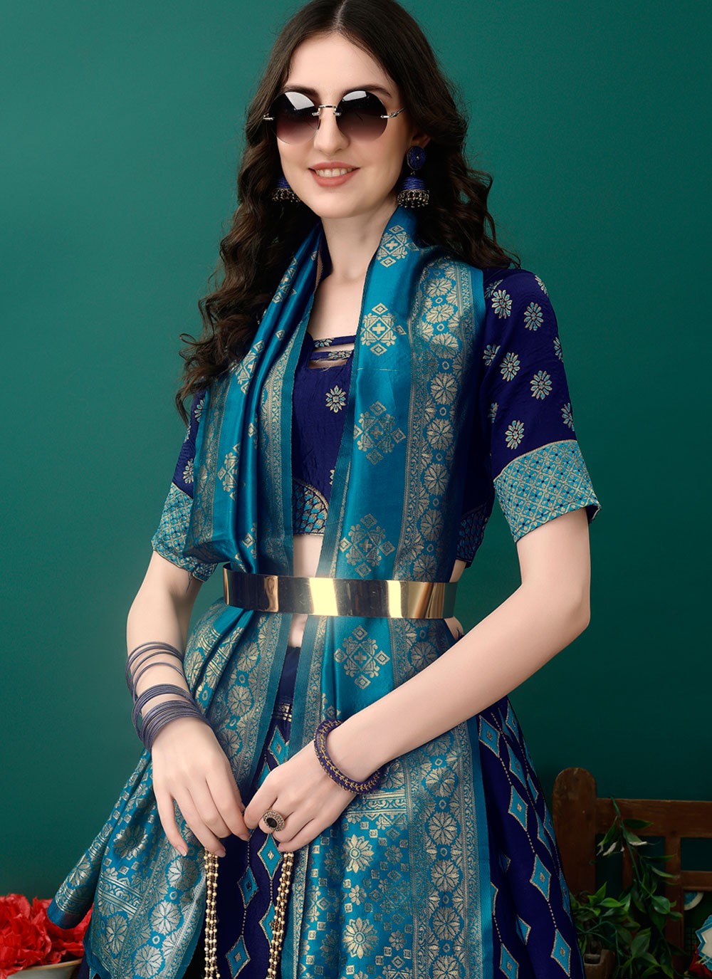 Jacquard Work Jacquard Silk A - Line Lehenga - L2157