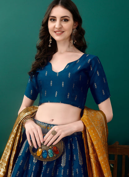 Jacquard Work Jacquard Silk A - Line Lehenga - L2157