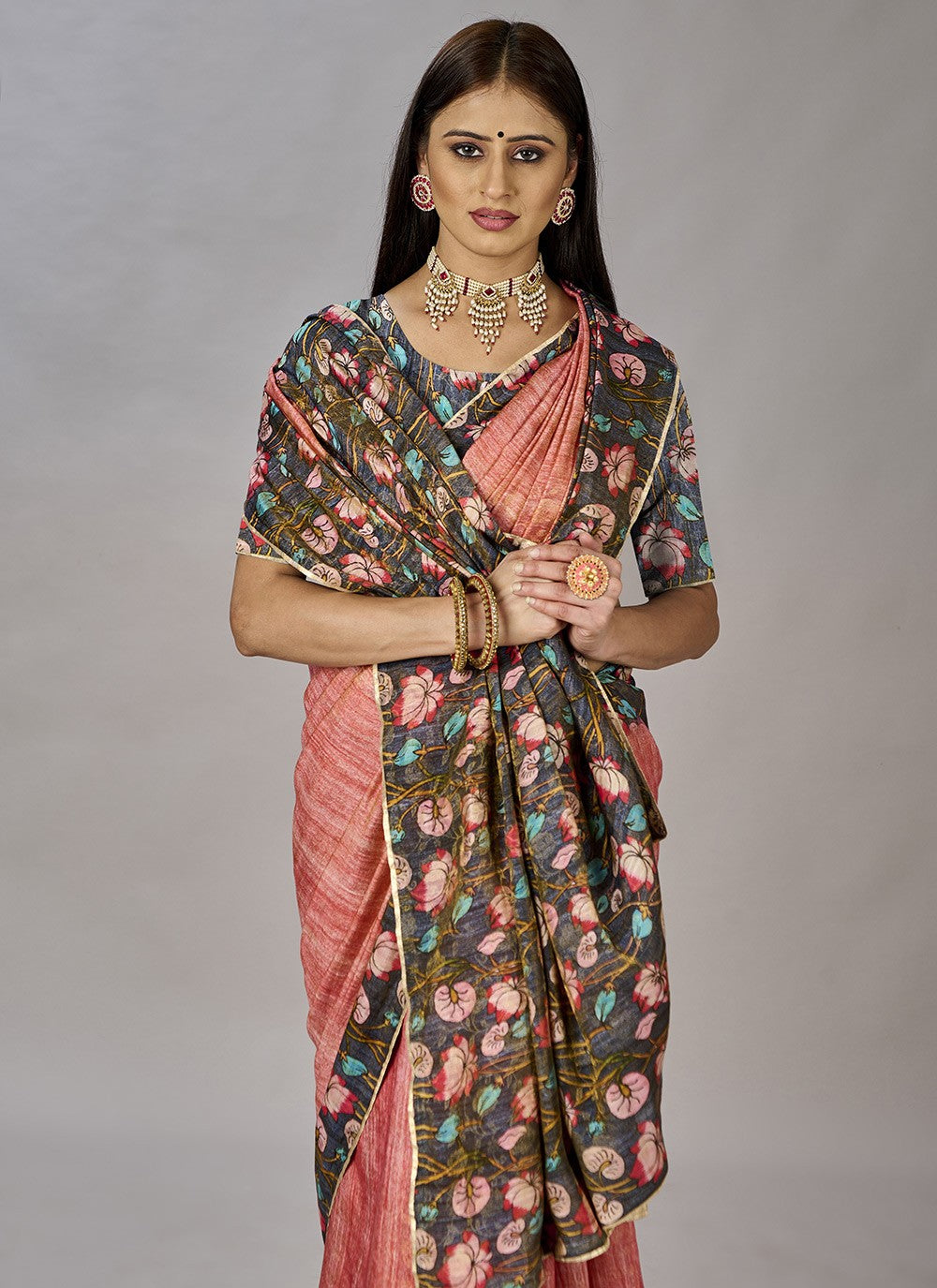 Classic Digital Print Jacquard Silk Saree - S3384
