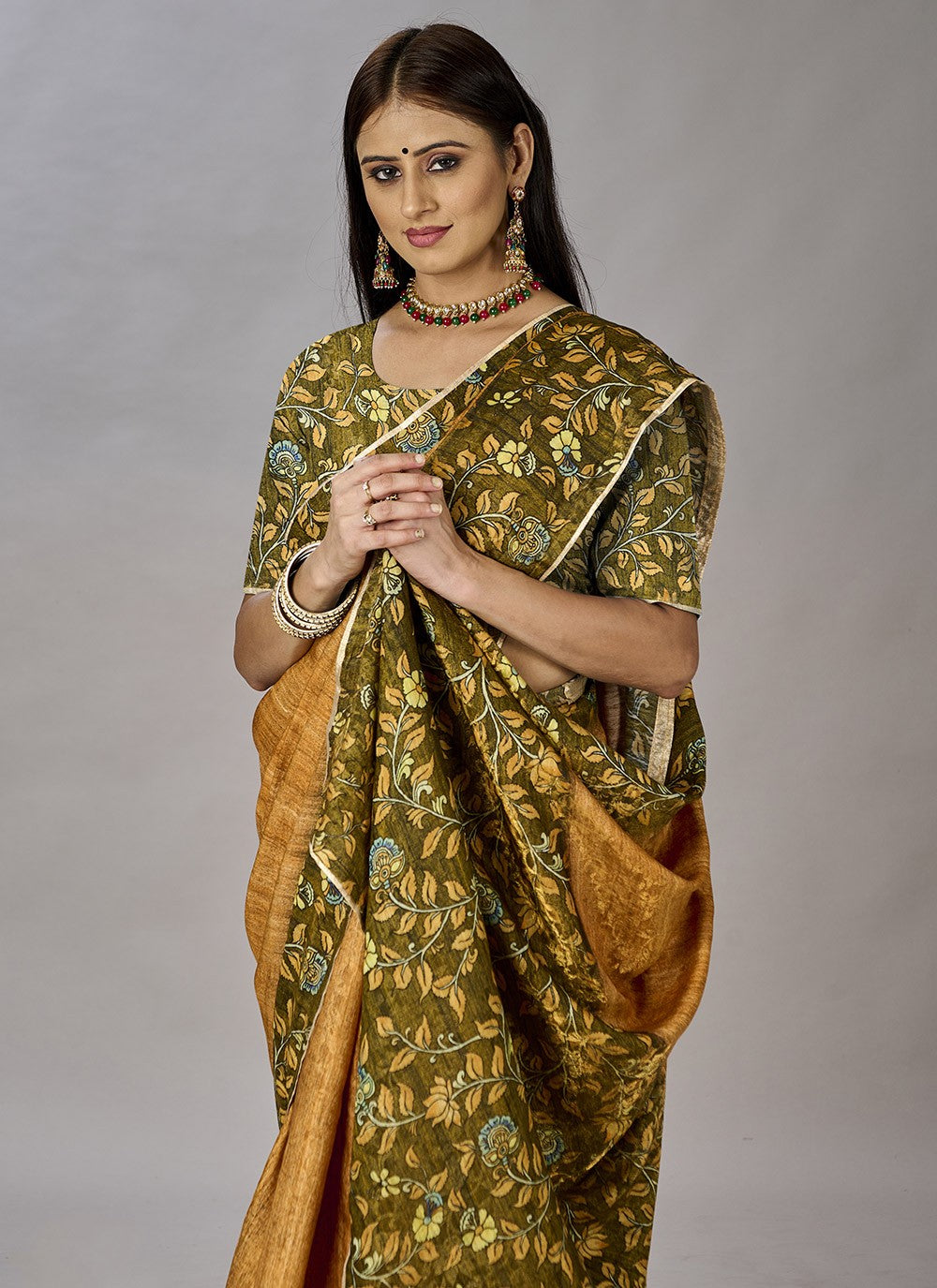 Classic Digital Print Jacquard Silk Saree - S3384