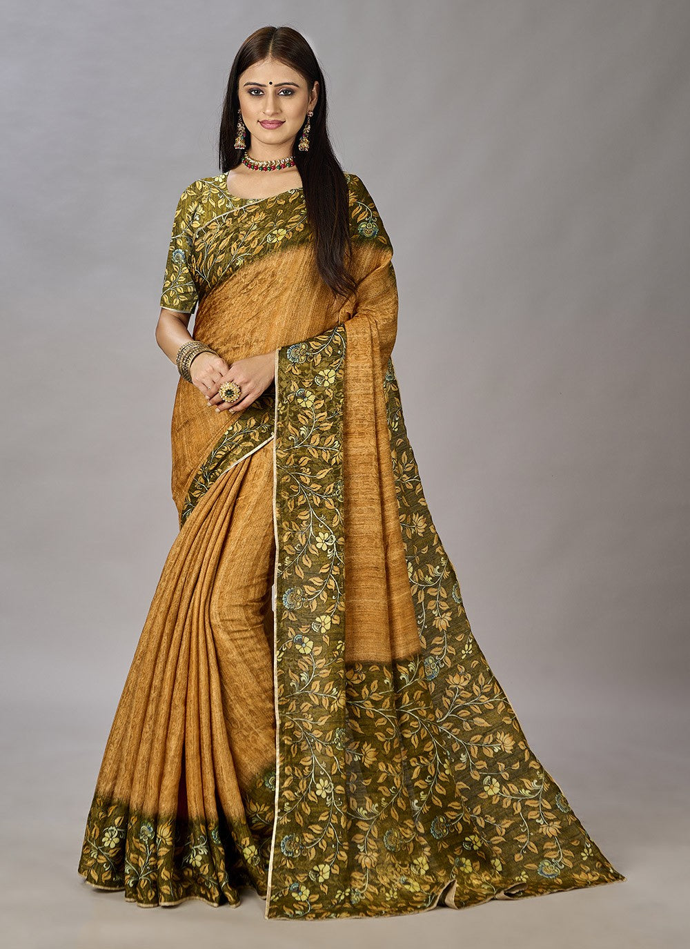 Classic Digital Print Jacquard Silk Saree - S3384