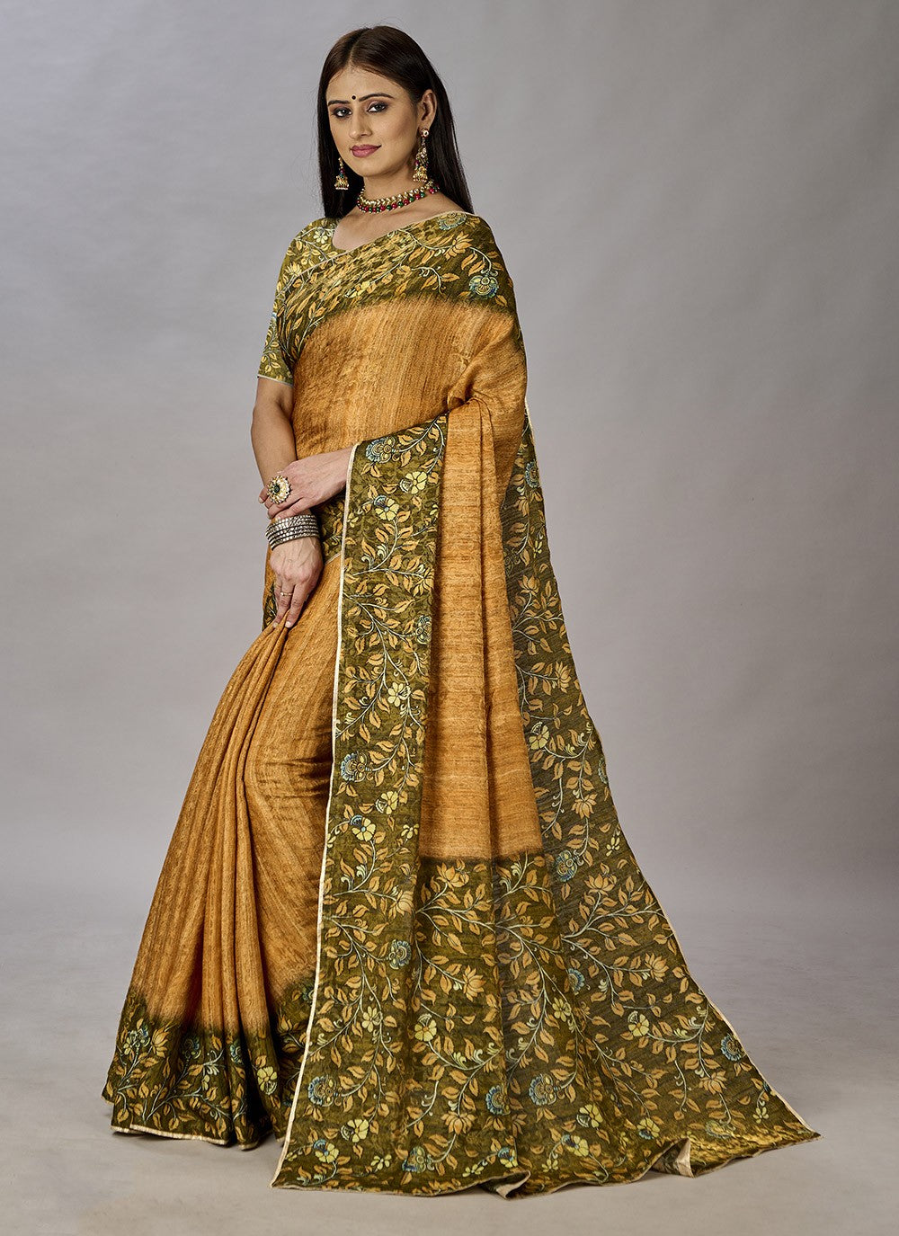 Classic Digital Print Jacquard Silk Saree - S3384