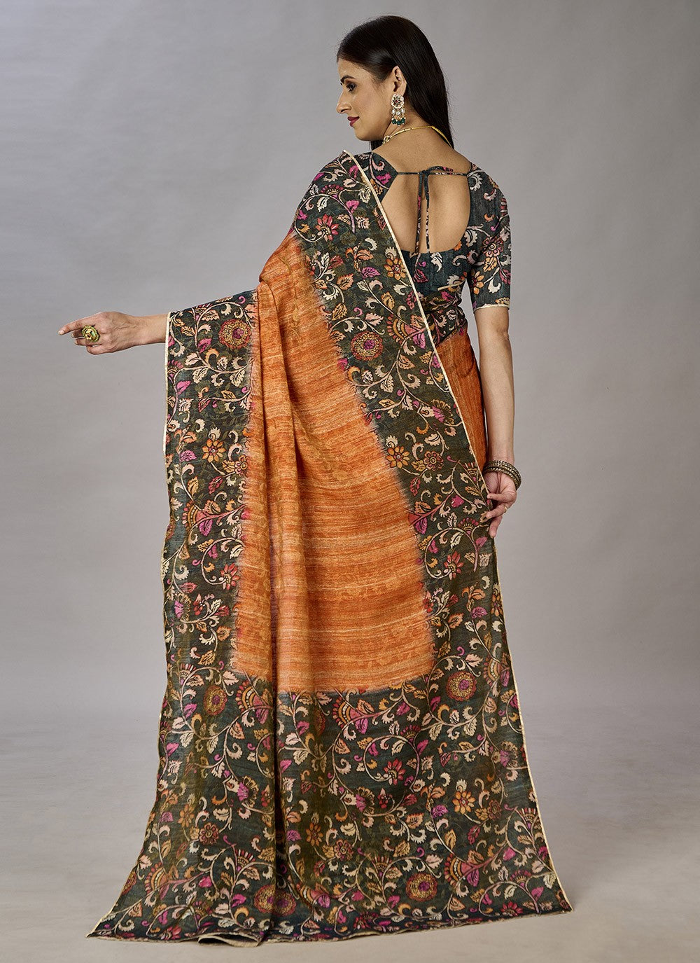 Classic Digital Print Jacquard Silk Saree - S3384