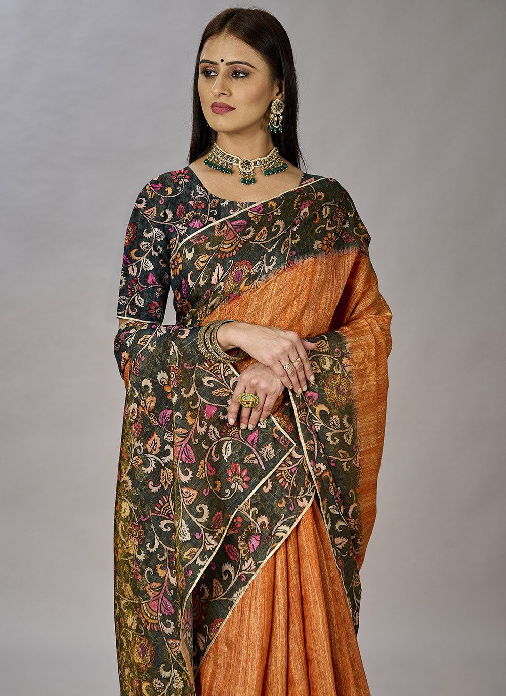 Classic Digital Print Jacquard Silk Saree - S3384