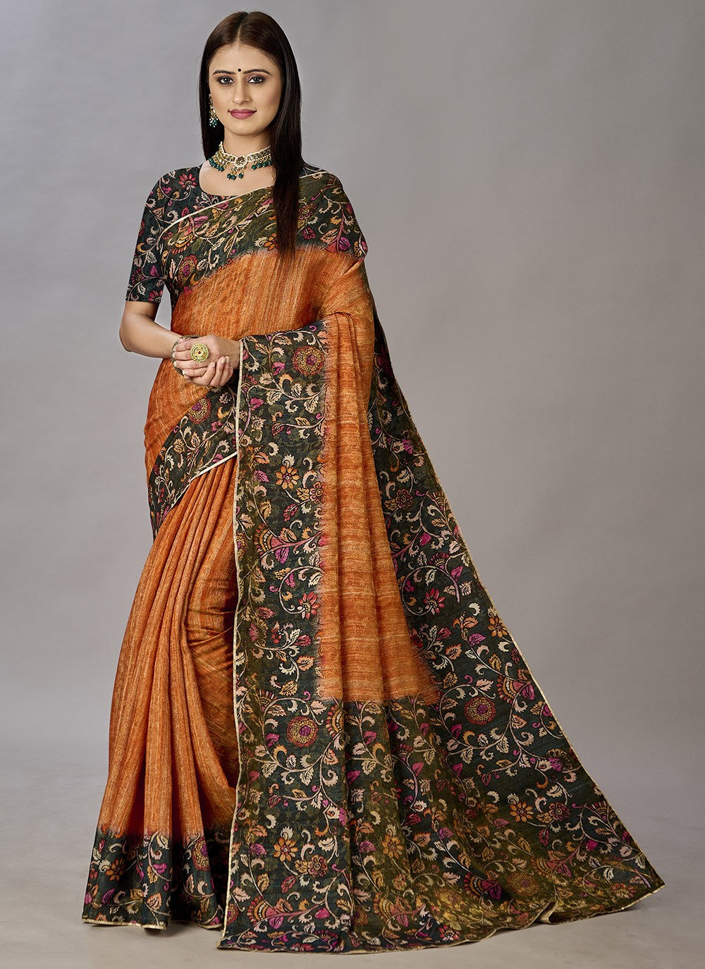 Classic Digital Print Jacquard Silk Saree - S3384