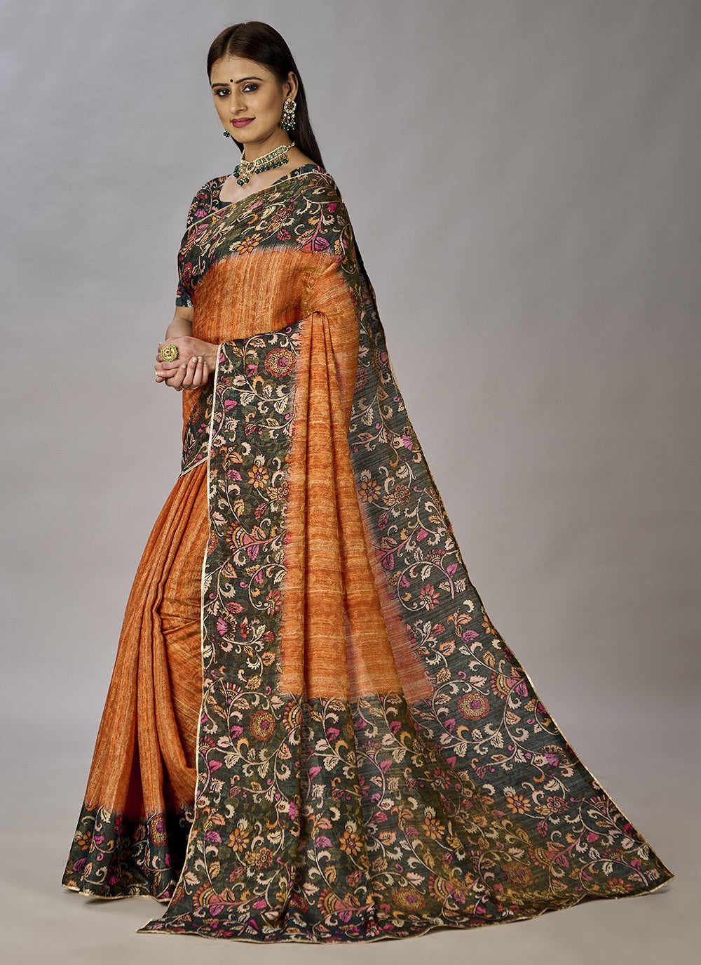 Classic Digital Print Jacquard Silk Saree - S3384