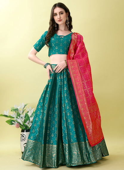 Jacquard Work Jacquard Silk A - Line Lehenga - L2180