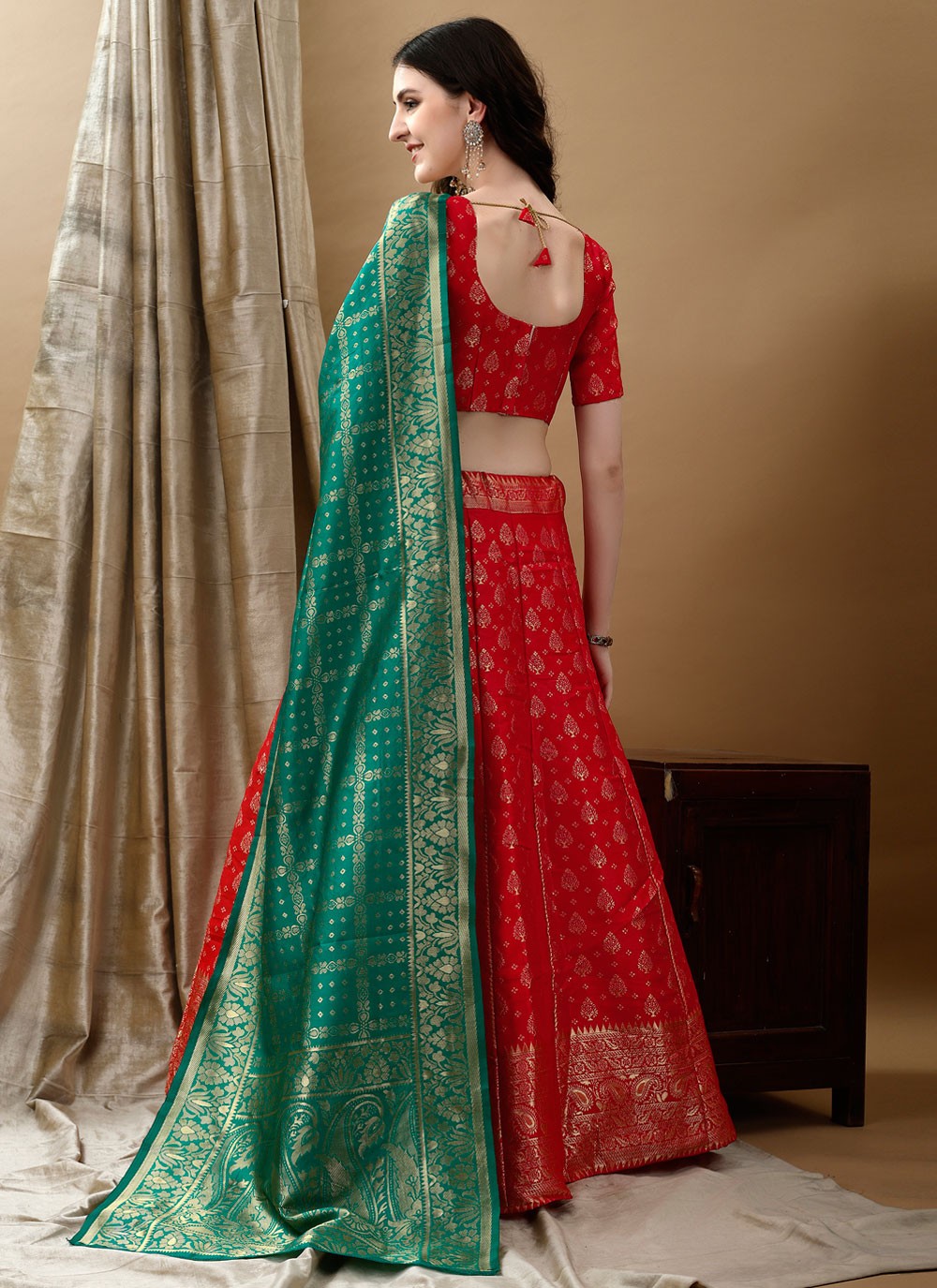 Jacquard Work Jacquard Silk A - Line Lehenga - L2180