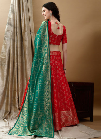 Jacquard Work Jacquard Silk A - Line Lehenga - L2180