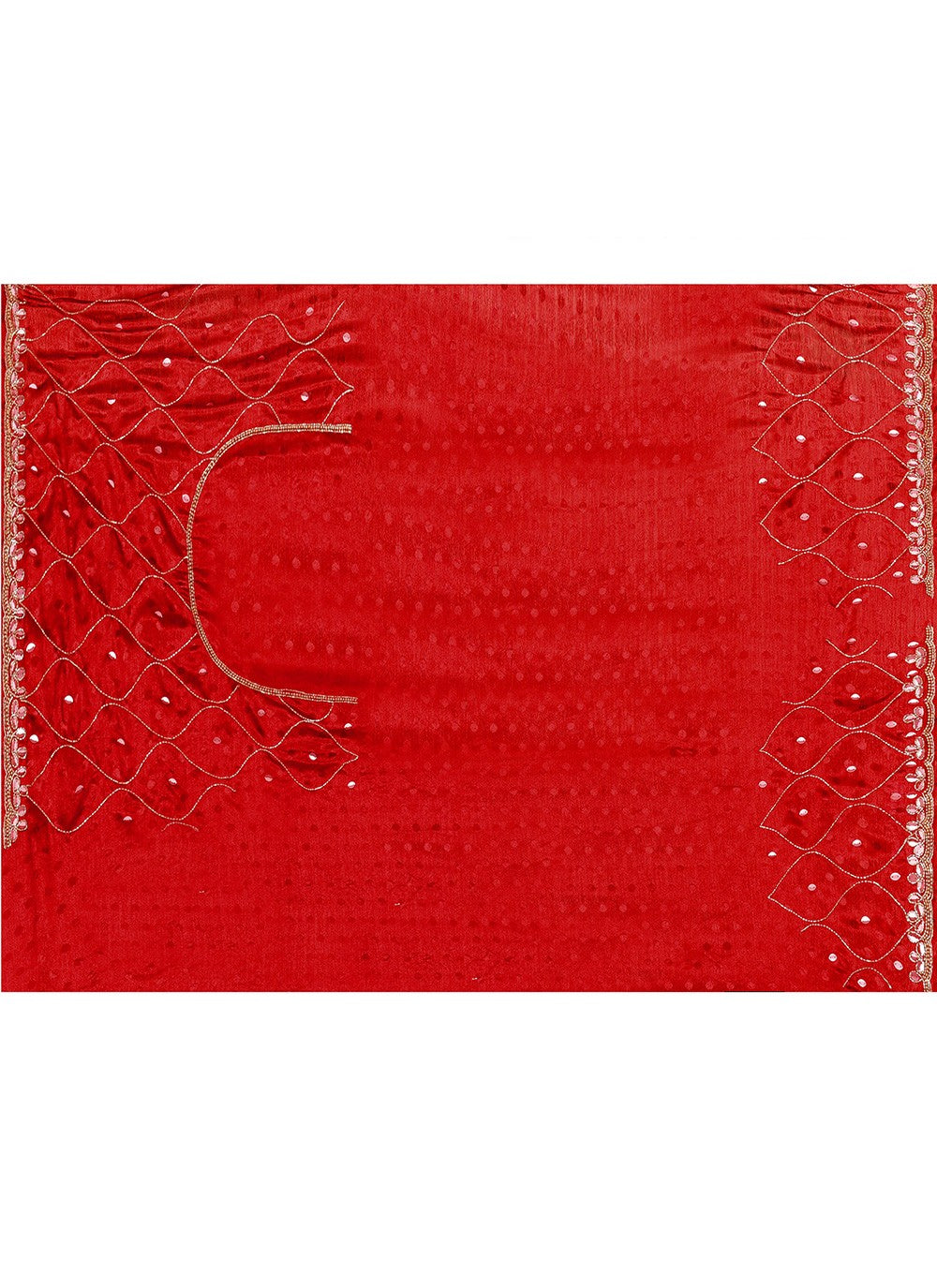 Trendy Saree Hand Embroidery Red Jacquard Silk Saree S13140