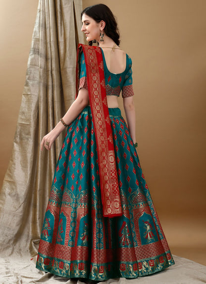 Jacquard Work Jacquard Silk A - Line Lehenga - L2157