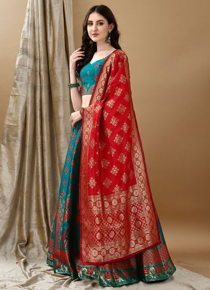 Jacquard Work Jacquard Silk A - Line Lehenga - L2157