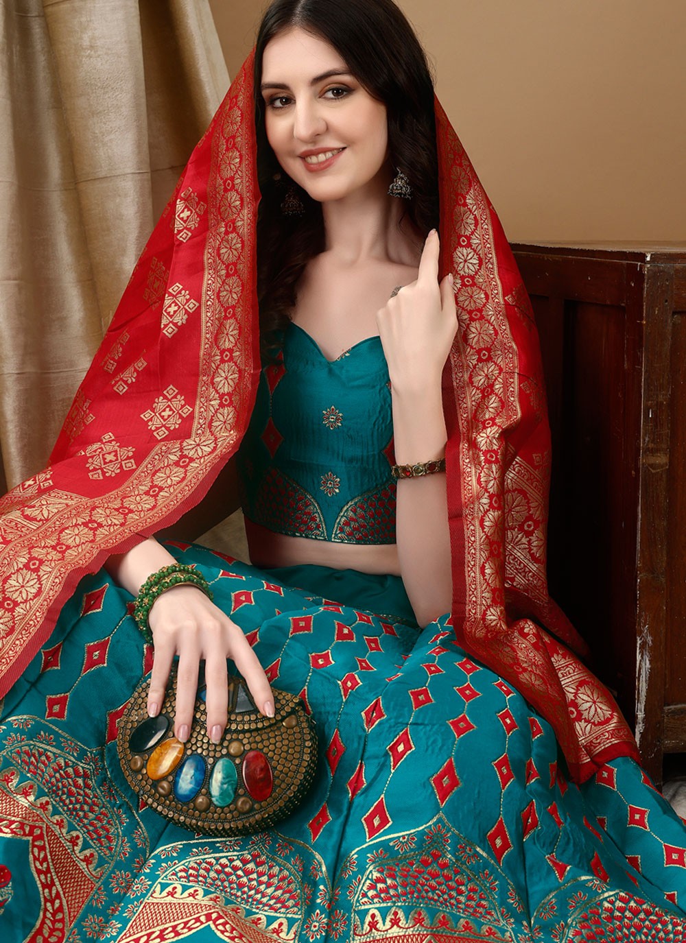 Jacquard Work Jacquard Silk A - Line Lehenga - L2157