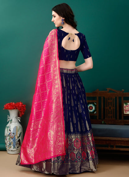 Jacquard Work Jacquard Silk A - Line Lehenga - L2157