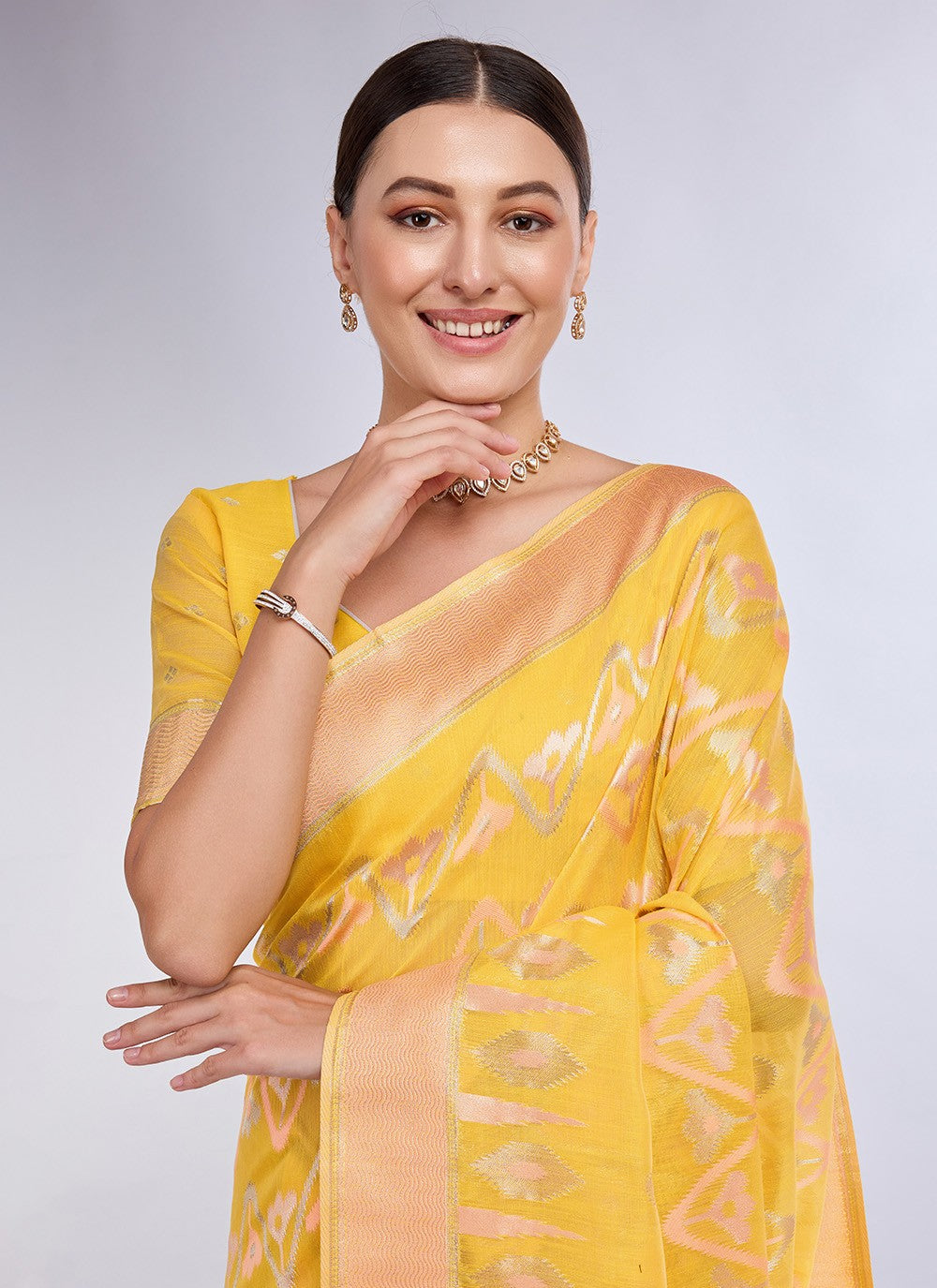 Classic Jacquard Work Linen Saree - S7620