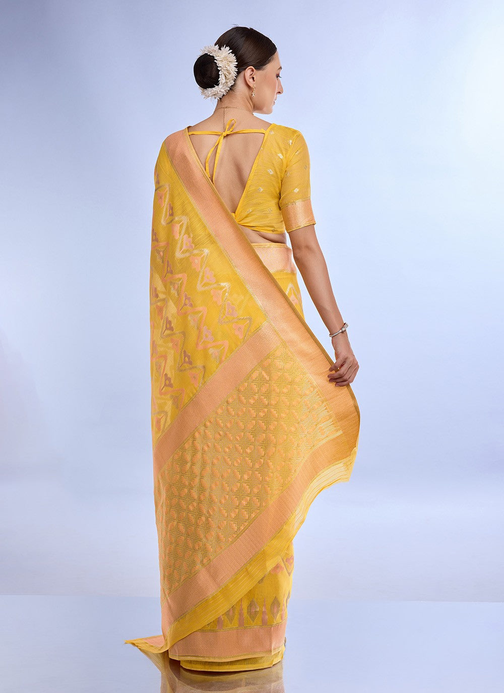 Classic Jacquard Work Linen Saree - S7620