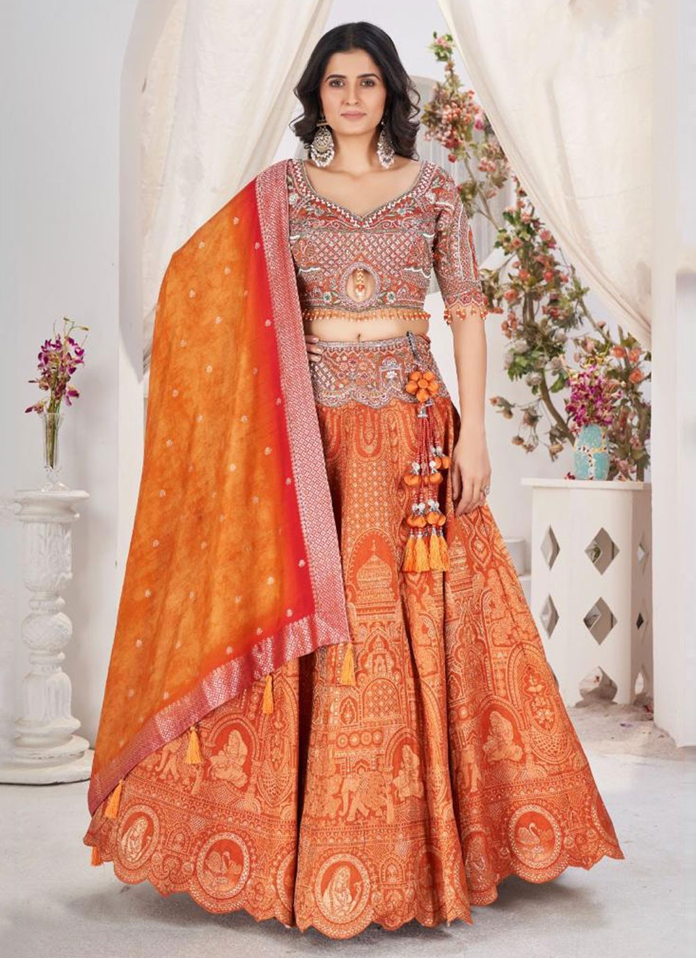 Embroidered Jacquard Readymade Lehenga Choli - L2779