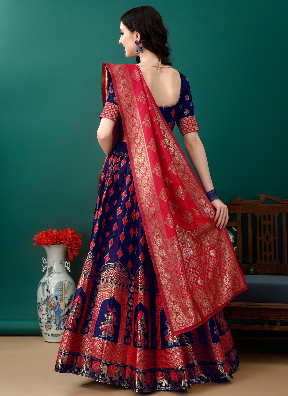 Jacquard Work Jacquard Silk A - Line Lehenga - L2157