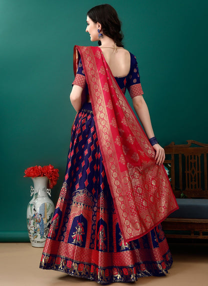 Jacquard Work Jacquard Silk A - Line Lehenga - L2157