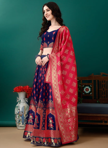 Jacquard Work Jacquard Silk A - Line Lehenga - L2157