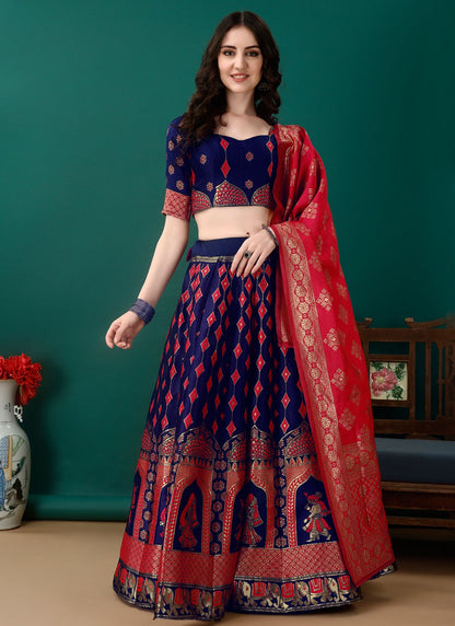 Jacquard Work Jacquard Silk A - Line Lehenga - L2157