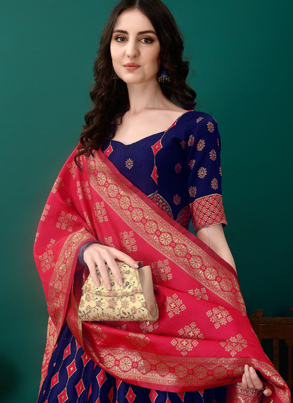 Jacquard Work Jacquard Silk A - Line Lehenga - L2157