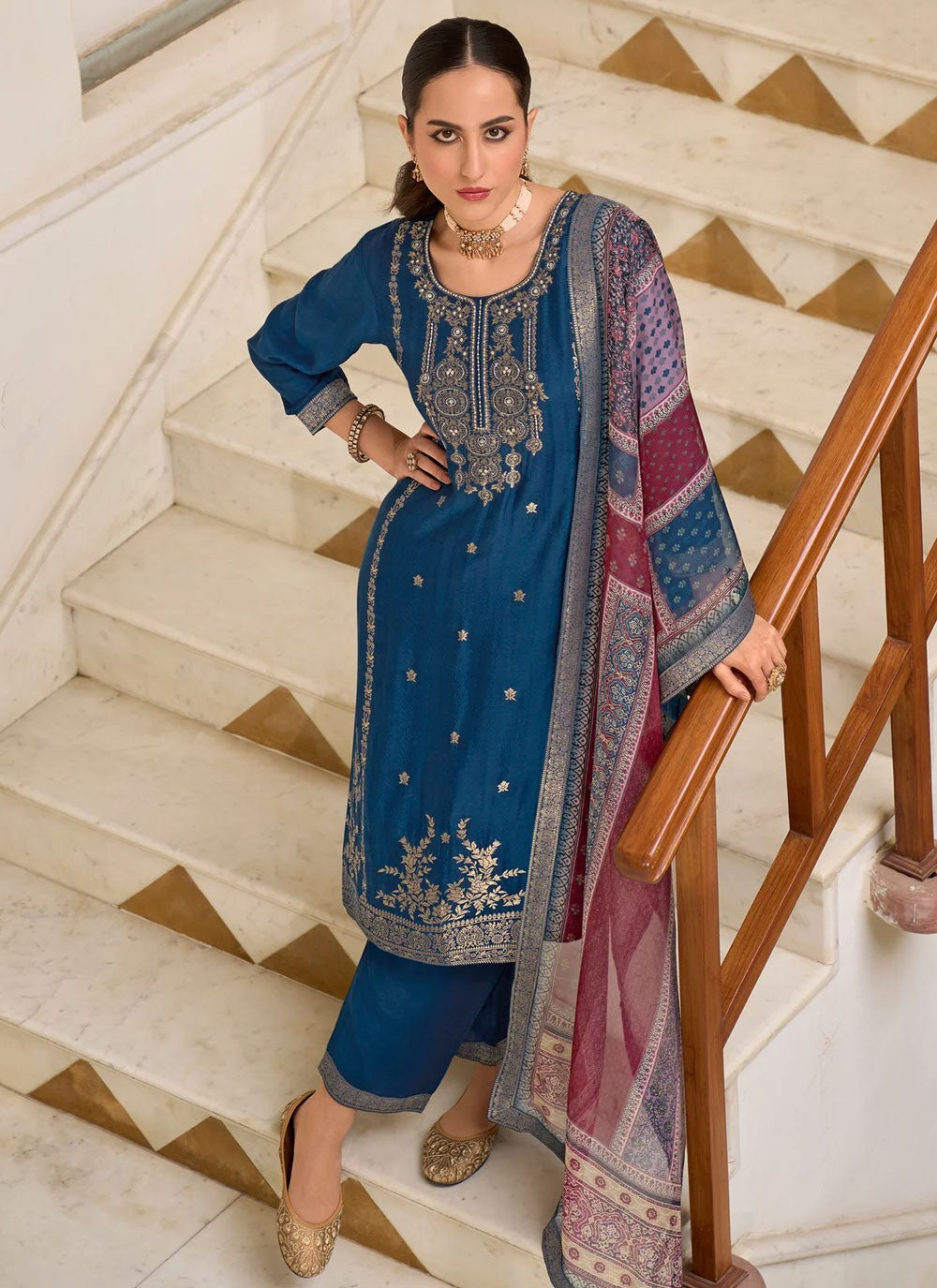 Jacquard Work Jacquard Morpeach Salwar Suit T6175