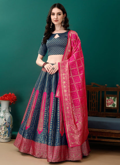 Jacquard Work Jacquard Silk A - Line Lehenga - L2168