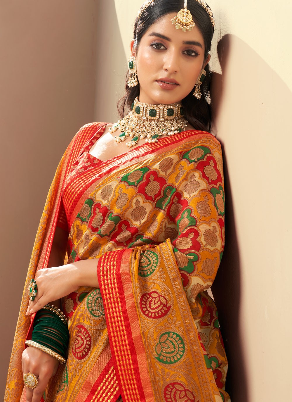 Jacquard Work Georgette Multi Colour Saree S14293