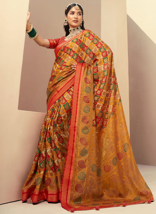 Jacquard Work Georgette Multi Colour Saree S14293