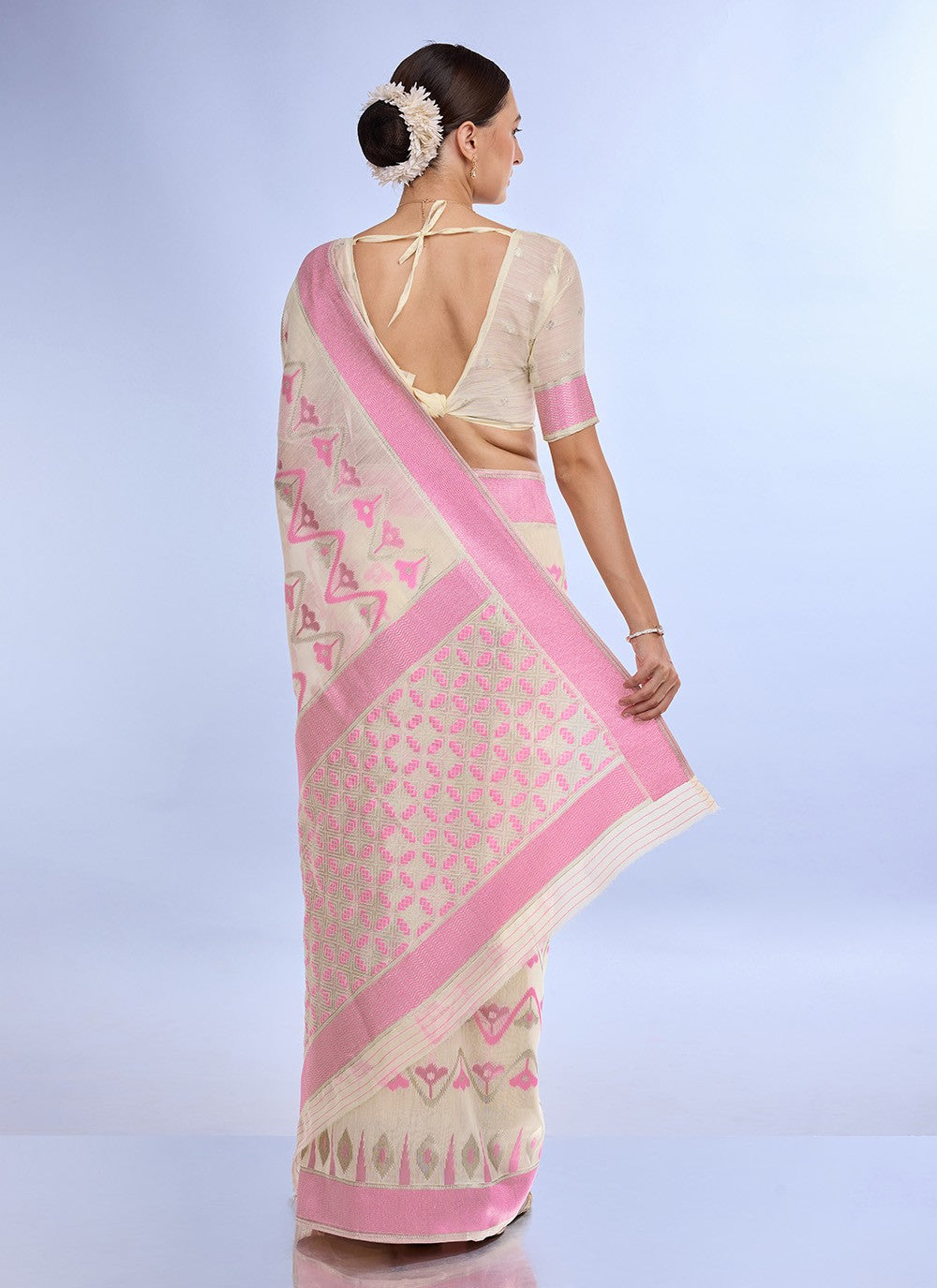 Classic Jacquard Work Linen Saree - S7620