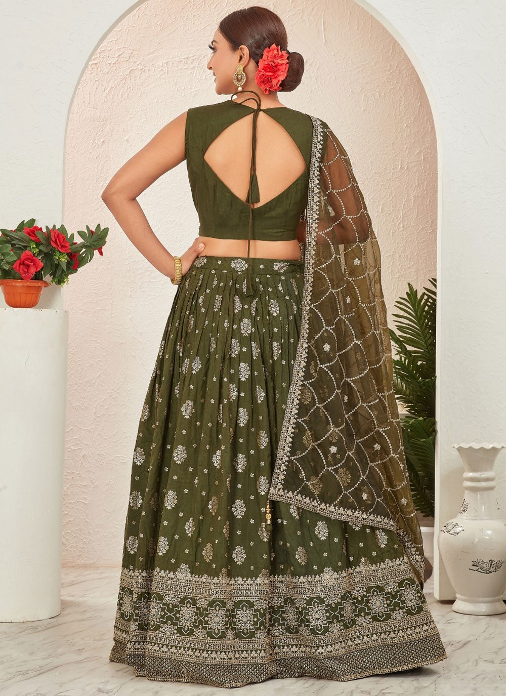 Embroidered Pure Dola Lehenga - L3088