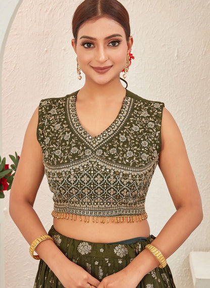 Embroidered Pure Dola Lehenga - L3088