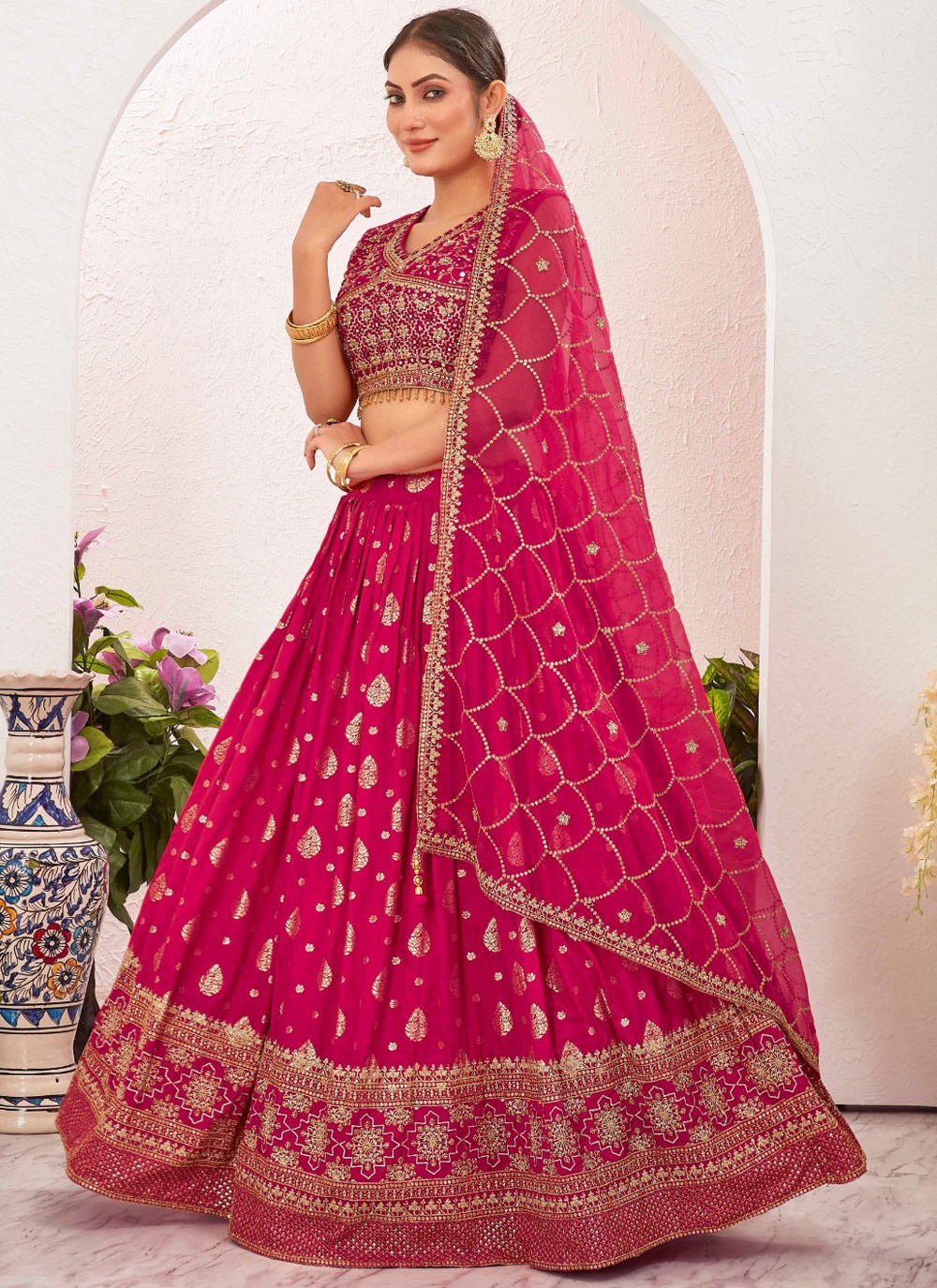 Embroidered Pure Dola Lehenga - L3088