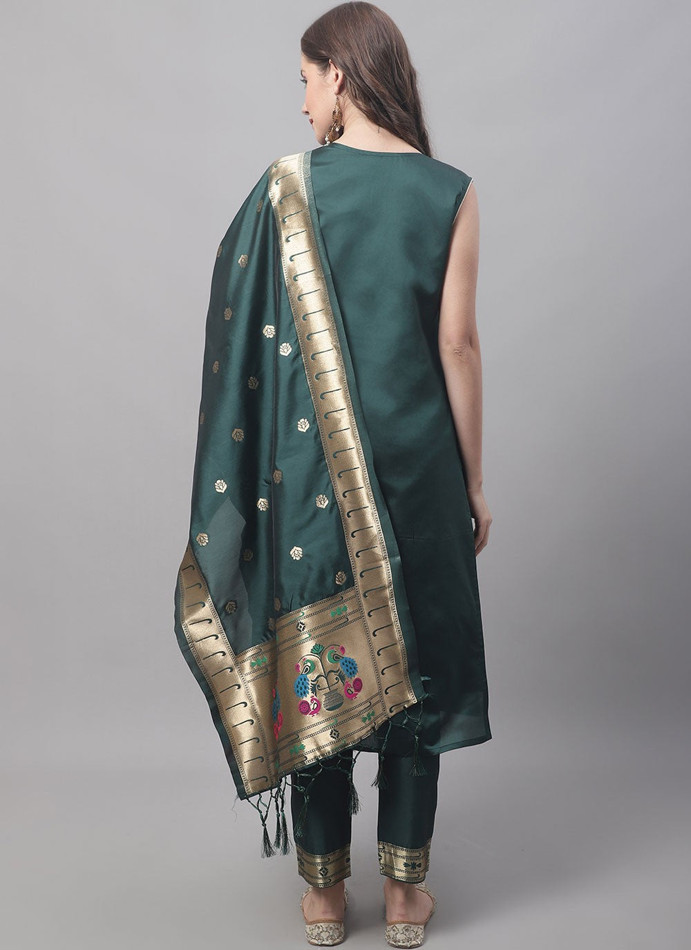 Pant Style Suit Jacquard Work Green T7567