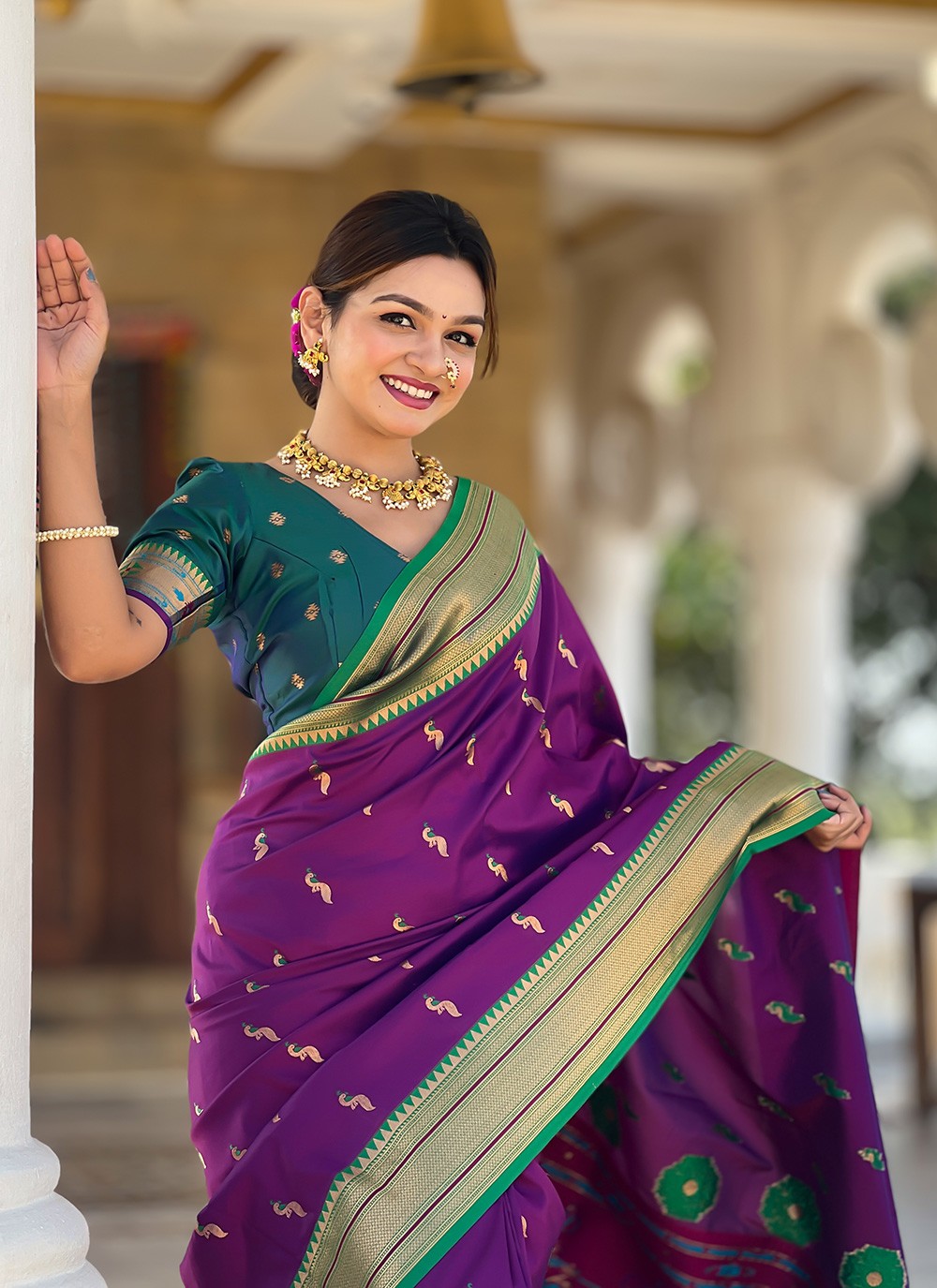 Wine Silk Classic Saree Jacquard Work S16049