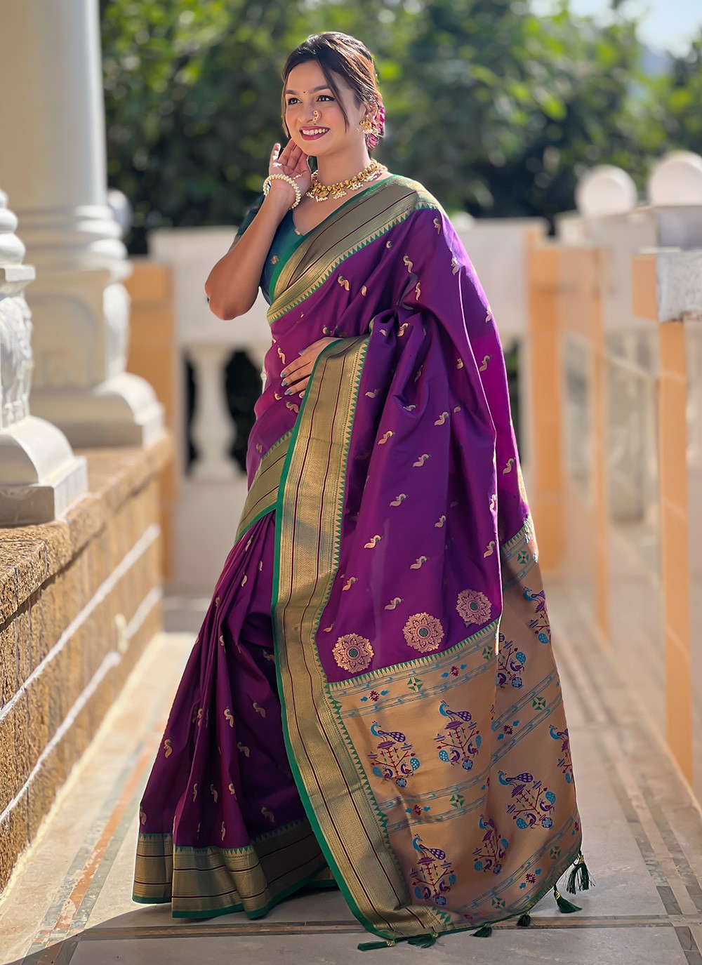 Wine Silk Classic Saree Jacquard Work S16049