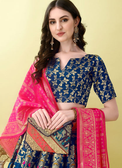 Jacquard Work Jacquard Silk A - Line Lehenga - L2180