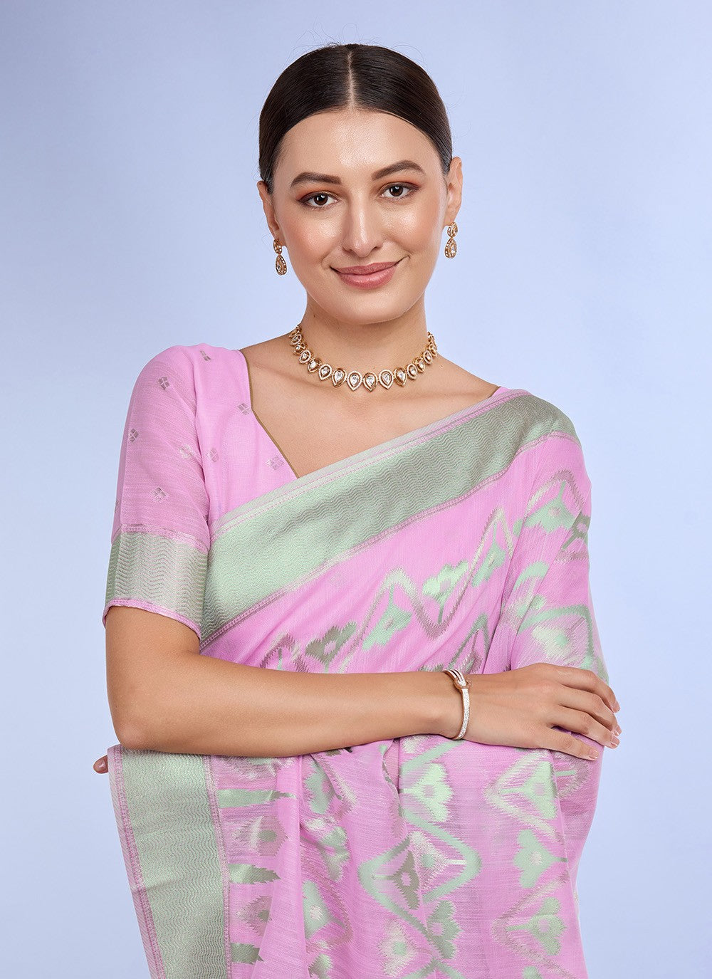 Classic Jacquard Work Linen Saree - S7620
