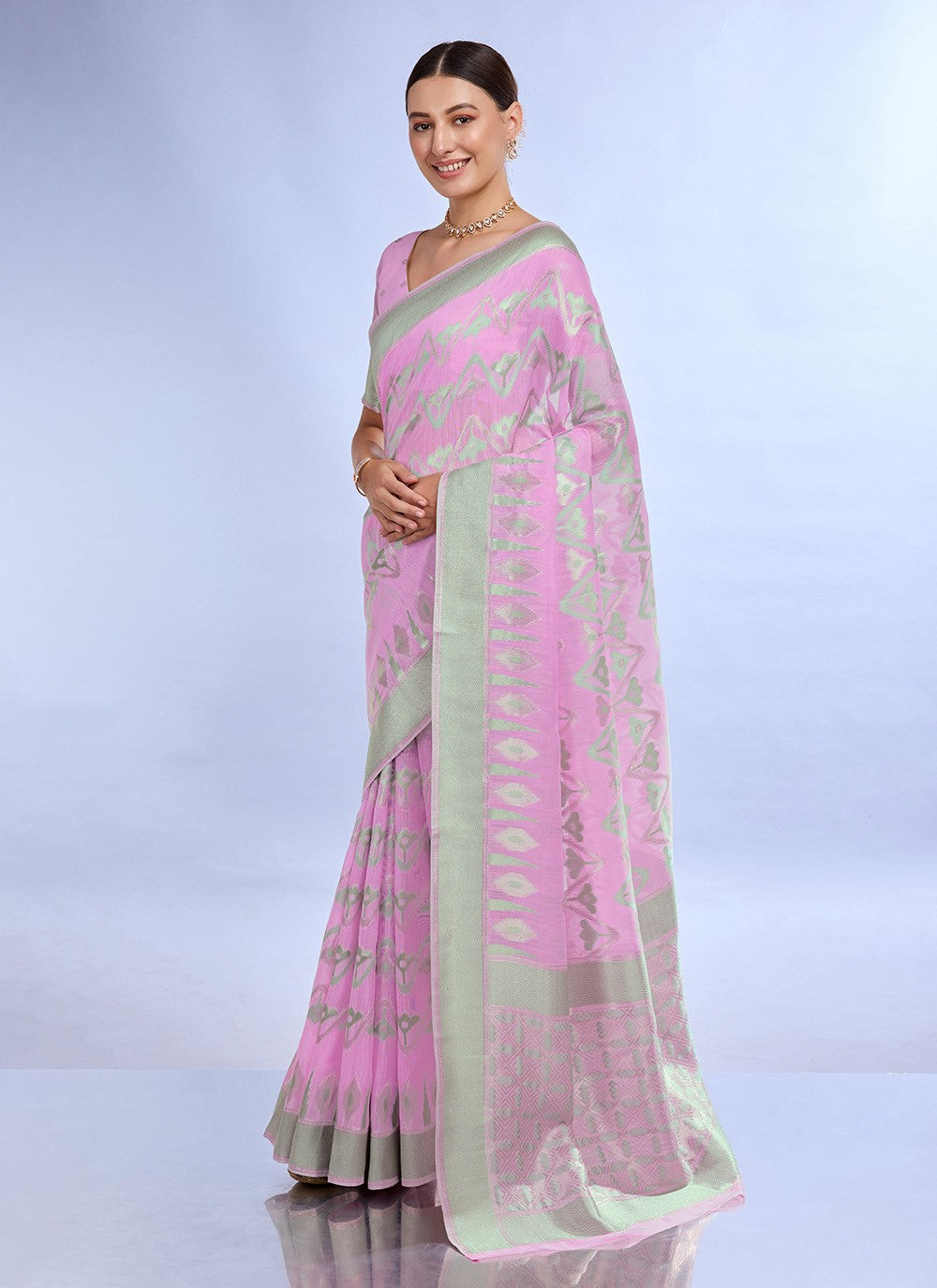 Classic Jacquard Work Linen Saree - S7620