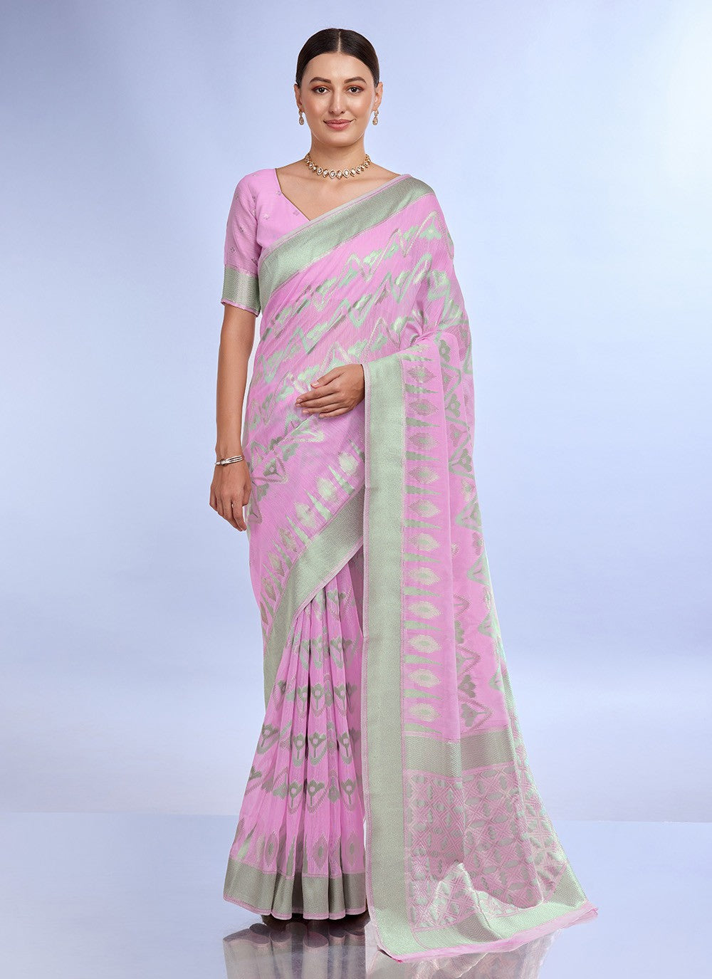 Classic Jacquard Work Linen Saree - S7620